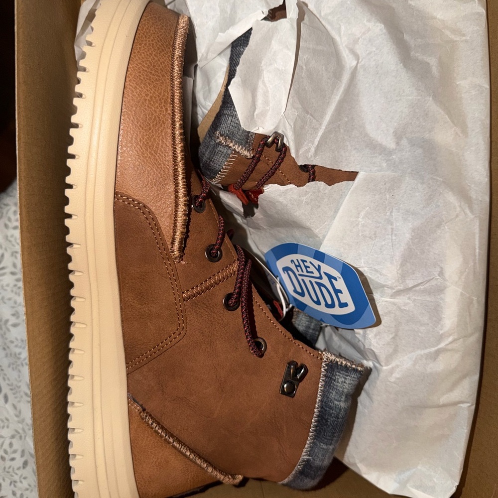 Hey Dude Men's Tan Boots with Cream Sole